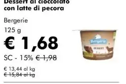 NaturaSì Dessert al cioccolato con latte di pecora Bergerie offerta