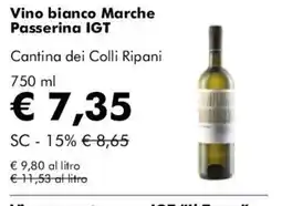 NaturaSì Vino bianco Marche Passerina IGT Cantina dei Colli Ripani offerta
