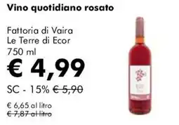 NaturaSì Vino quotidiano rosato Fattoria di Vaira Le Terre di Ecor offerta
