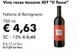 NaturaSì Vino rosso toscano IGT "Il Tosco" Fattoria di Romignano offerta