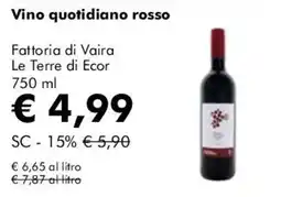 NaturaSì Vino quotidiano rosso Fattoria di Vaira Le Terre di Ecor offerta