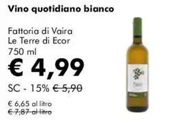 NaturaSì Vino quotidiano bianco Fattoria di Vaira Le Terre di Ecor offerta