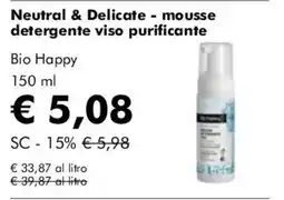 NaturaSì Neutral & Delicate - mousse detergente viso purificante Bio Happy offerta