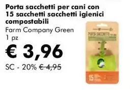 NaturaSì Porta sacchetti per cani Farm Company Green offerta