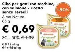 NaturaSì Cibo per gatti con tacchino, con salmone - ricetta senza cereali Almo Nature offerta