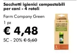 NaturaSì Sacchetti igienici compostabili per cani Farm Company Green offerta