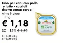NaturaSì Cibo per cani con pollo e latte - cuccioli ricetta senza cereali Almo Nature offerta