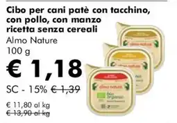 NaturaSì Cibo per cani patè con tacchino, con pollo, con manzo ricetta senza cereali Almo Nature offerta