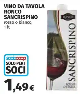 Ipercoop Vino da tavola Ronco SanCrispino offerta