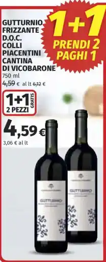 Ipercoop Gutturnio frizzante D.O.C. Colli Piacentini Cantina di Vicobarone offerta