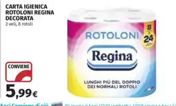 Ipercoop Carta igienica rotoloni regina decorata offerta