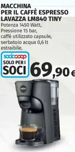 Ipercoop Macchina per il caffè espresso Lavazza LM840 Tiny offerta