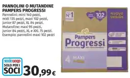 Ipercoop Pannolini o mutandine Pampers Progressi offerta
