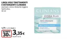 Ipercoop Crema idratante leggera Clinians Hydra Plus offerta