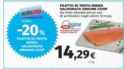 Ipercoop Filetto di trota iridea salmonata origine coop offerta