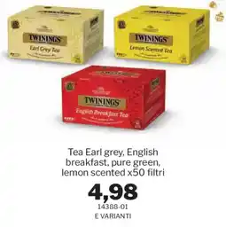 GrosMarket Twinings Tea Earl grey, English breakfast, pure green, lemon scented offerta