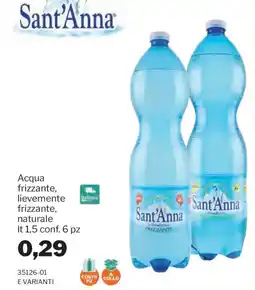GrosMarket Acqua frizzante lievemente frizzante naturale Sant'Anna offerta