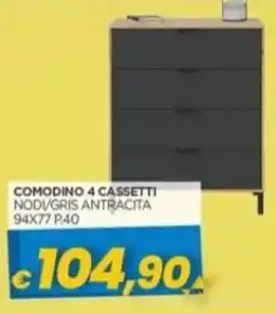 Gr Rubino Comodino 4 cassetti nodi/gris antracita offerta