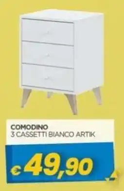 Gr Rubino Comodino 3 cassetti bianco Artik offerta