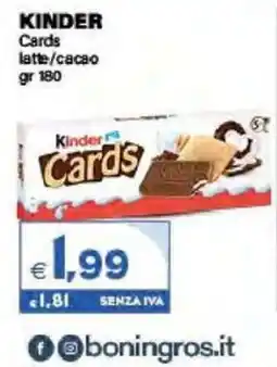 Boningros Cash and Carry Kinder Cards latte/cacao offerta
