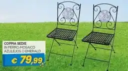 Gr Rubino Coppia sedie in ferro mosaico azulejos o emerald offerta