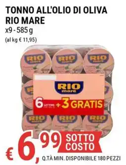 Tre Valli Supermercato Tonno all'olio di oliva Rio Mare offerta
