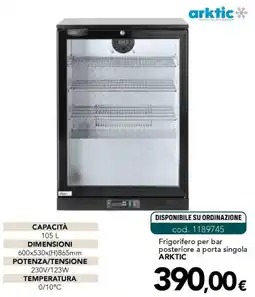 Altasfera Frigorifero per bar posteriore a porta singola ARKTIC offerta