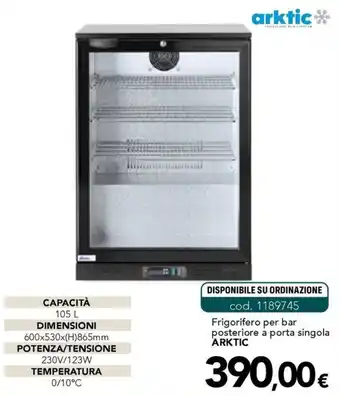 Frigorifero per bar posteriore a porta singola ARKTIC