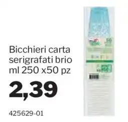 GrosMarket Bicchieri carta serigrafati brio offerta