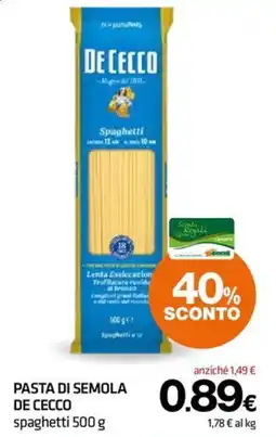 Superconti Pasta di semola De Cecco spaghetti offerta