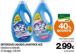 Superconti Detersivo liquido lavatrice Ace offerta