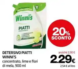 Superconti Detersivo piatti Winni's concentrato, lime e fiori di mela offerta