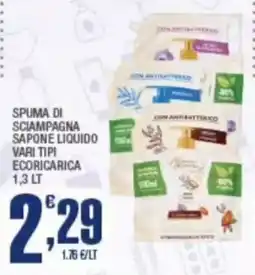 Splendidi e Splendenti Spuma di sciampagna sapone liquido vari tipi ecocarica offerta