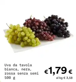 Borello Supermercati Uva da tavola bianca, nera, rossa senza semi offerta