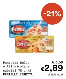 Borello Supermercati Pancetta Dolce o Affumicata a cubetti offerta