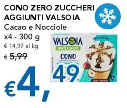 Migross Supermercati e Market Cono zero zuccheri aggiunti Valsoia Cacao e Nocciole offerta