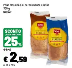 Iper La Grande Pane classico o ai cereali Senza Glutine Schär offerta