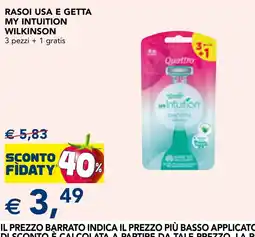 Esselunga Rasoi usa e getta My Intuition Wilkinson offerta