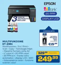 Euronics Bruno Epson Multifunzione ET-2951 offerta