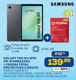 Euronics Bruno Samsung Galaxy Tab A11 offerta