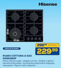 Euronics Bruno Hisense Piano cottura a gas GG663BHF offerta