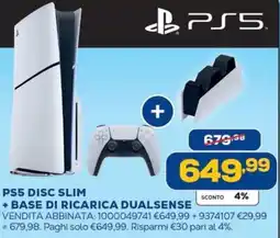 Euronics Bruno PS5 Disc Slim + Base di ricarica DualSense offerta