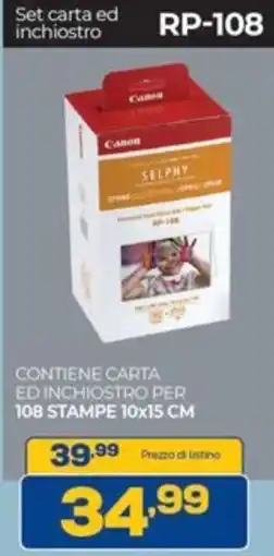 Euronics Bruno Set carta ed inchiostro Canon Selphy RP-108 offerta