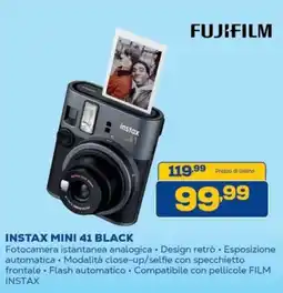 Euronics Bruno Fujifilm Instax Mini 41 Black offerta