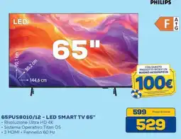 Euronics Bruno Philips LED SMART TV 65" offerta