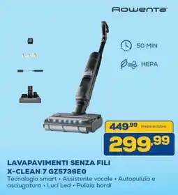 Euronics Bruno Rowenta lavapavimenti senza fili X-CLEAN 7 GZ5736E0 offerta