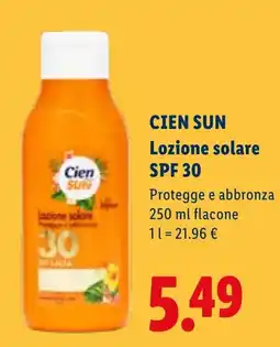 Lidl Cien Sun lozione solare SPF 30 offerta