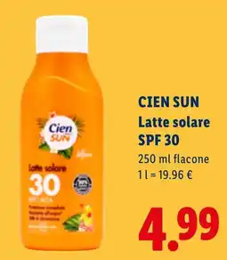 Lidl Cien Sun Latte solare SPF 30 offerta