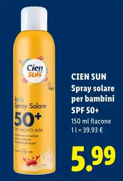 Lidl Cien Sun Spray Solare per bambini offerta