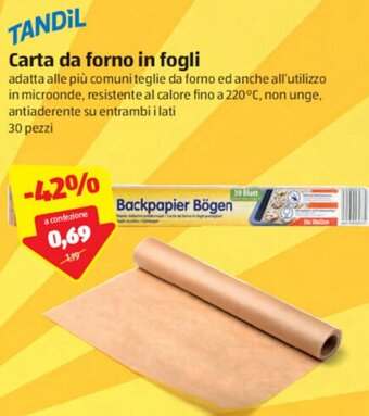 ALDI Tandil Carta da forno in fogli offerta